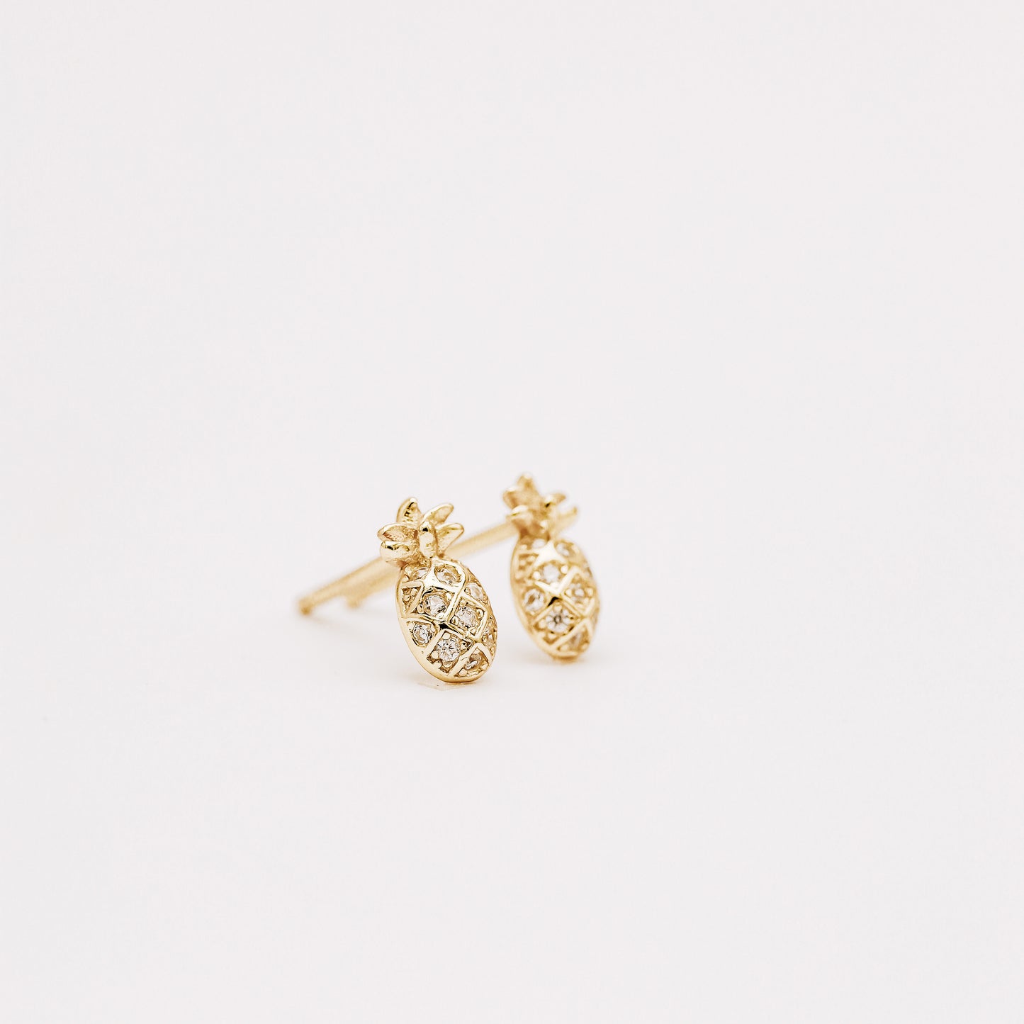Cute pineapple stud earrings for women with sparkling cubic zirconia