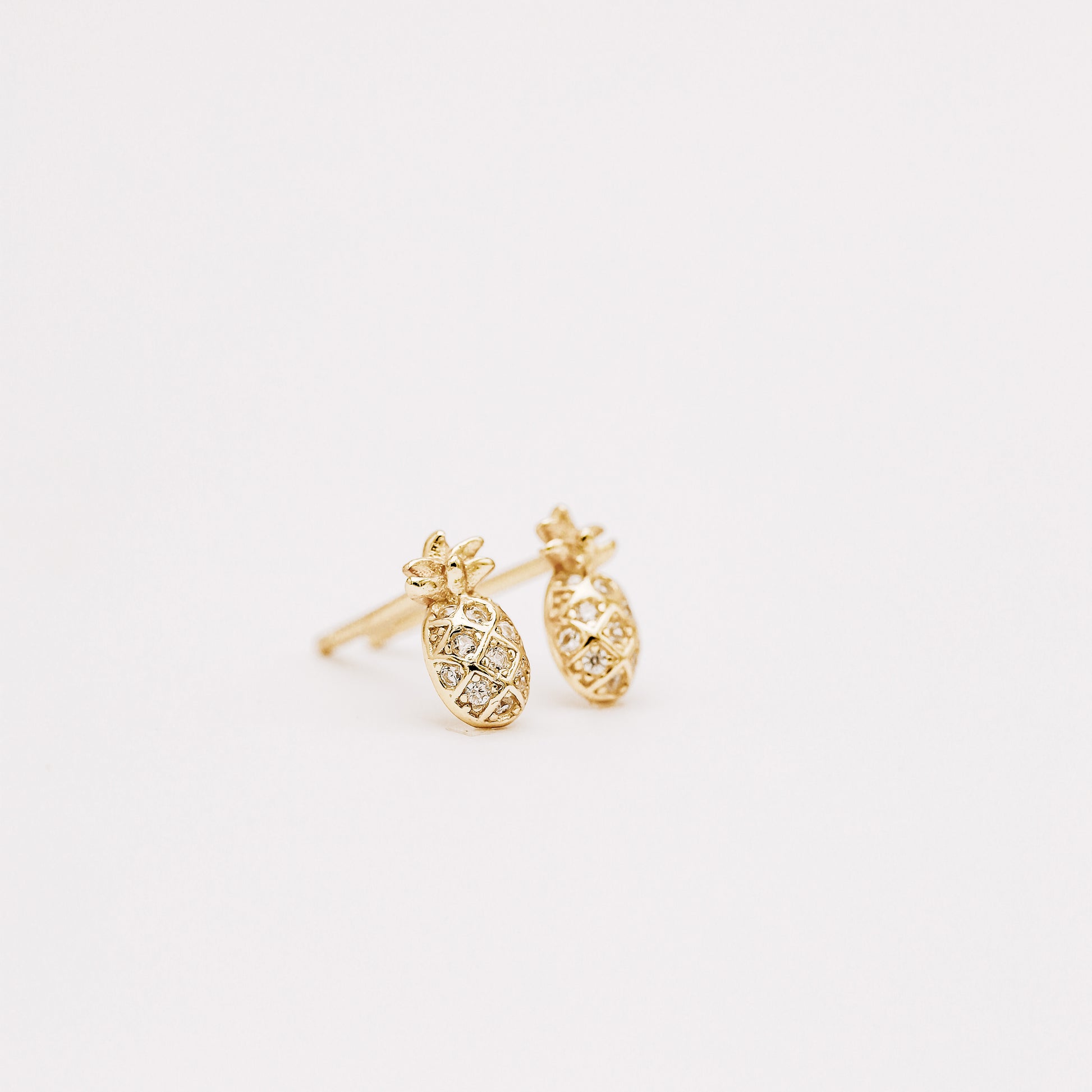 Cute pineapple stud earrings for women with sparkling cubic zirconia