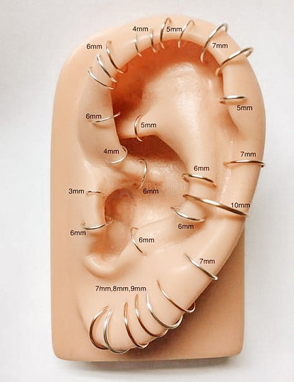 Helix Earring Cartilage Piercing Diamond Cut Helix Hoop Silver Helix Hoop Earrings Helix Top Ear Earring Tragus Earring Gold Conch Earring