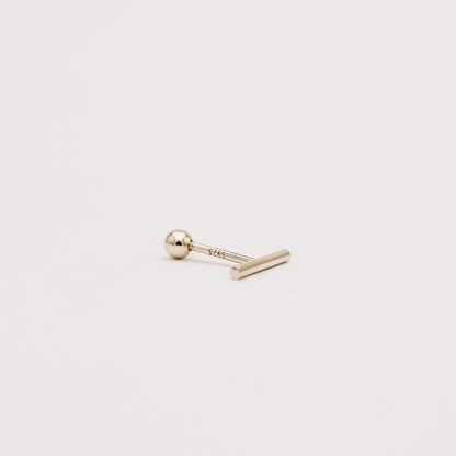Gold plated bar earring with smooth polished finish