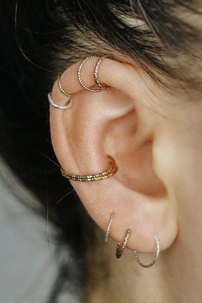Diamond Cut Helix Hoop - Tiny Cartilage Earring - Endless Ring Hoops