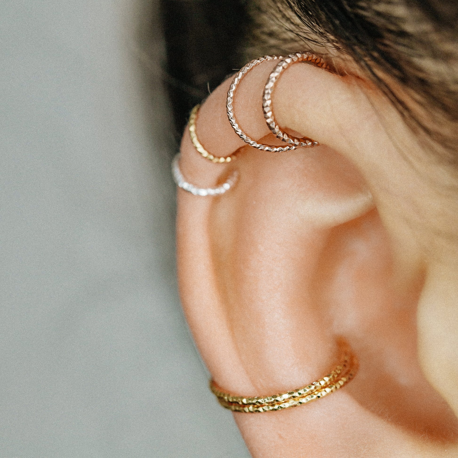 Diamond Cut Helix Hoop - Tiny Cartilage Earring - Endless Ring Hoops