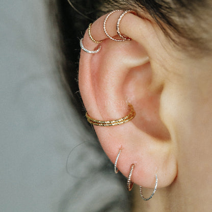 Helix Earring Cartilage Piercing Diamond Cut Helix Hoop Silver Helix Hoop Earrings Helix Top Ear Earring Tragus Earring Gold Conch Earring