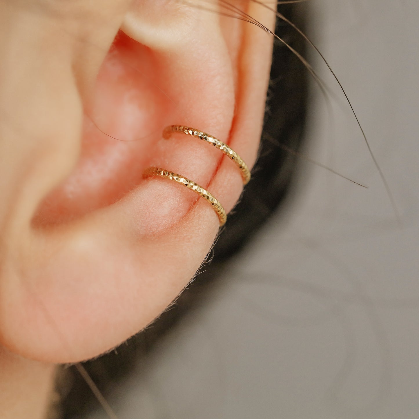 Diamond Cut Double Band Ear Cuff