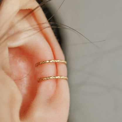 Diamond Cut Double Band Ear Cuff