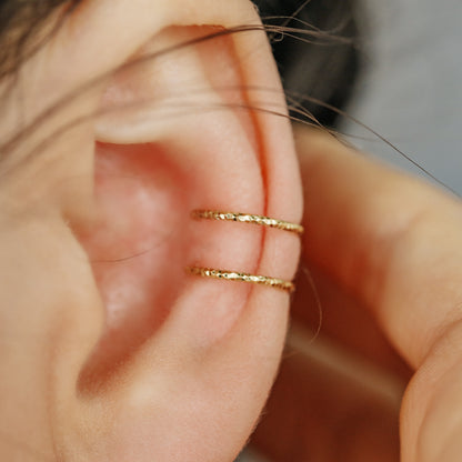 Diamond Cut Double Band Ear Cuff