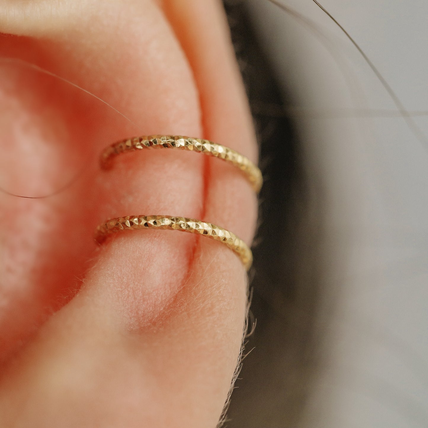 Diamond Cut Double Band Ear Cuff