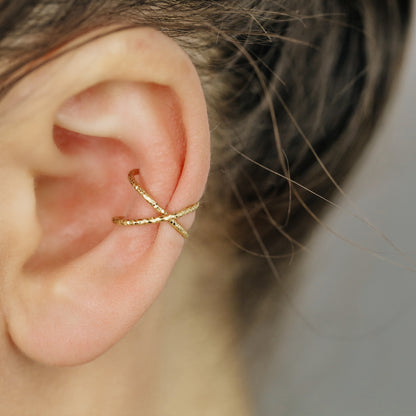 Diamond Cut Criss Cross Ear Cuff