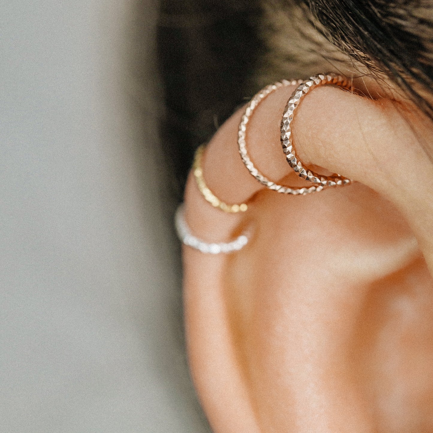 Diamond Cut Helix Hoop - Tiny Cartilage Earring - Endless Ring Hoops