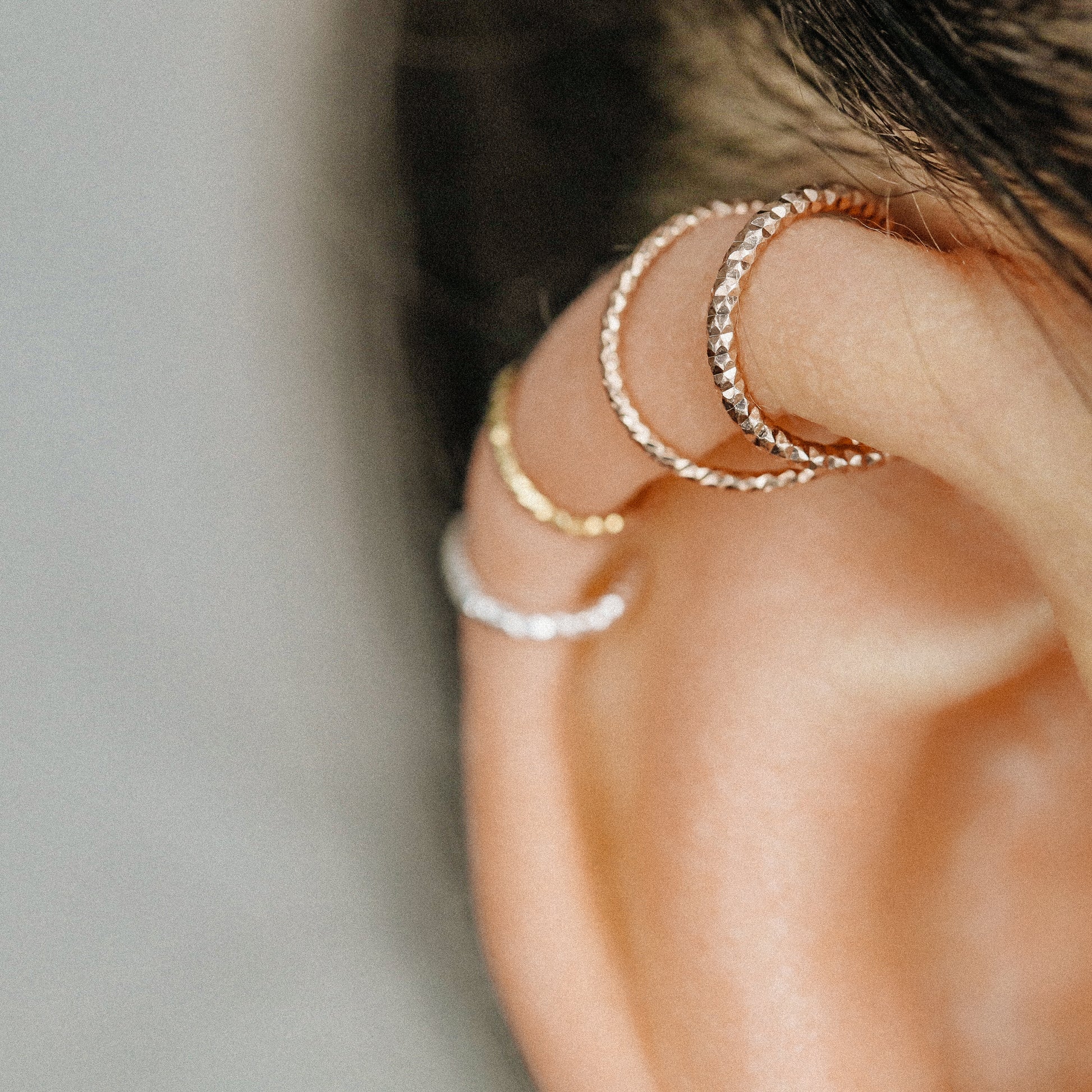 Diamond Cut Helix Hoop - Tiny Cartilage Earring - Endless Ring Hoops