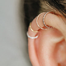 Load image into Gallery viewer, Helix Earring Cartilage Piercing Diamond Cut Helix Hoop Silver Helix Hoop Earrings Helix Top Ear Earring Tragus Earring Gold Conch Earring
