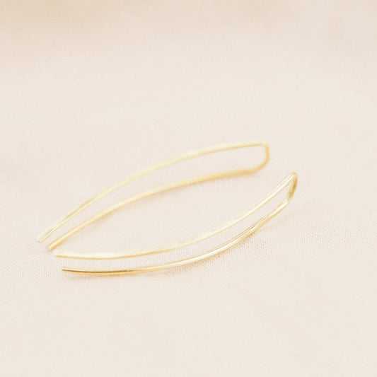 50 mm Dainty Long Ear Climbers, Ear Crawler, Gold Ear Cuff, Bar Ear Climber Silver Sweep Ear Pins Rose Gold Hammered Ear Climber Earrings