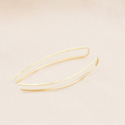 50 mm Dainty Long Ear Climbers, Ear Crawler, Gold Ear Cuff, Bar Ear Climber Silver Sweep Ear Pins Rose Gold Hammered Ear Climber Earrings