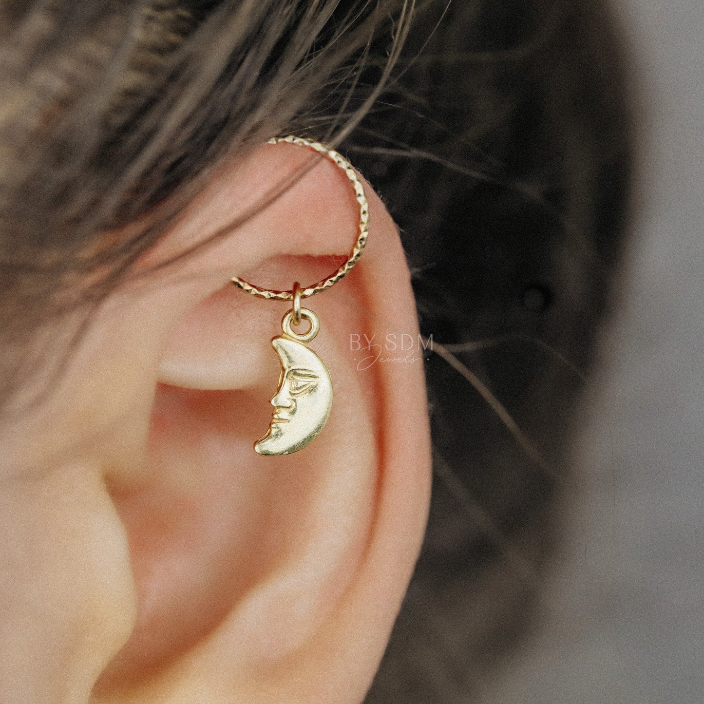 Tiny Moon Cartilage Earrings Gold Cartilage Hoop Earrings Moon Tragus Ring Ear Cuff Helix Hoop 24 20 18 Gauge Hoop Piercing Hoop Earrings