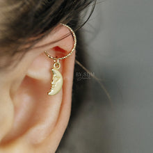 Load image into Gallery viewer, Tiny Moon Cartilage Earrings Gold Cartilage Hoop Earrings Moon Tragus Ring Ear Cuff Helix Hoop 24 20 18 Gauge Hoop Piercing Hoop Earrings
