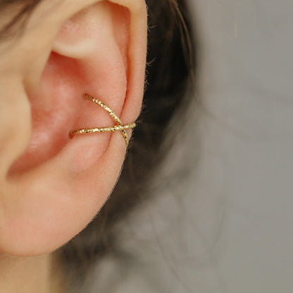 Diamond Cut Criss Cross Ear Cuff