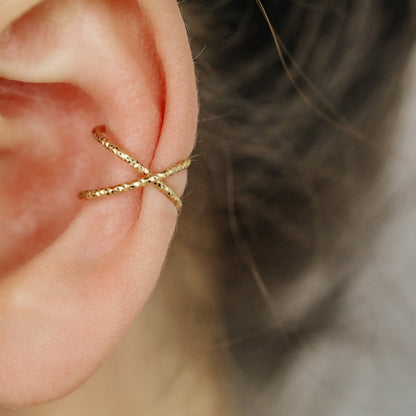 Diamond Cut Criss Cross Ear Cuff