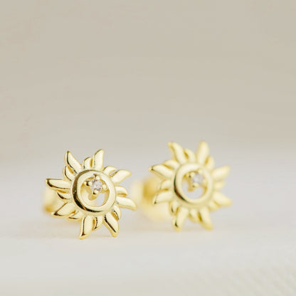 Silver Sun Earrings Tiny Gold Stud Earrings Dainty Stud Earrings Minimalist Earrings Delicate Mini Sunshine Stud Earrings Sun Jewelry