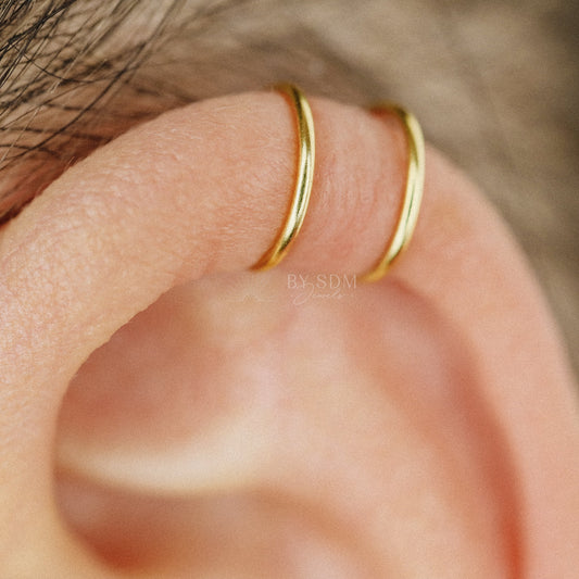 Double Line Ear Cuff in Sterling Silver 18k Gold or Rose Gold Ear Cuff No Pierced Cartilage Earring No Piercing Cartilage Hoop Earcuff