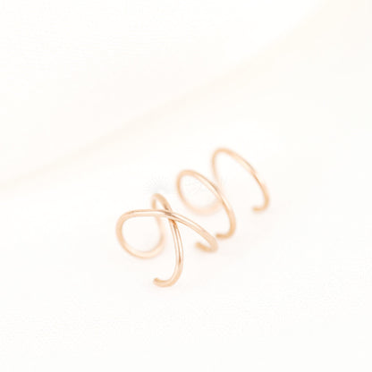 Set of two Criss Cross and Double line Ear Cuff Sterling Silver Criss Cross Ear Cuff 18kt Ear Cuff No Piercing Fake Helix Piercing Ear Wrap