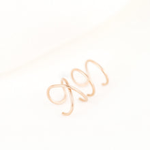 Load image into Gallery viewer, Set of two Criss Cross and Double line Ear Cuff Sterling Silver Criss Cross Ear Cuff 18kt Ear Cuff No Piercing Fake Helix Piercing Ear Wrap
