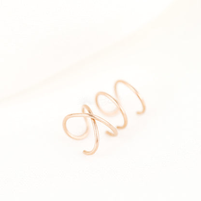 Set of two Criss Cross and Double line Ear Cuff Sterling Silver Criss Cross Ear Cuff 18kt Ear Cuff No Piercing Fake Helix Piercing Ear Wrap