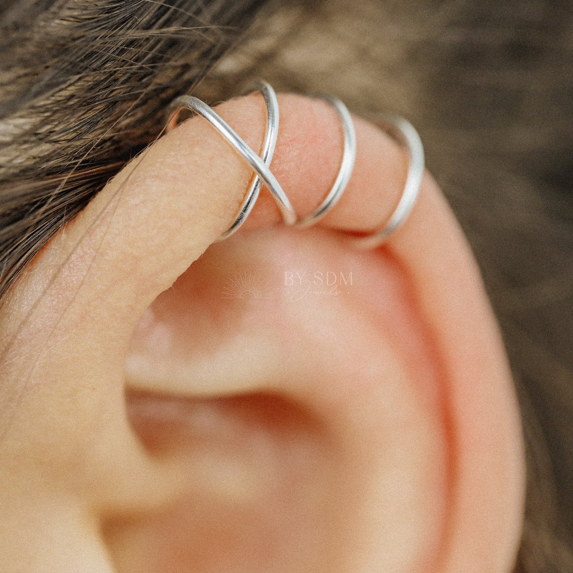 Set of 2 Ear Cuffs or Single Ear Cuff 20g Double & Criss Cross Ear Cuff No Piercing Cartilage Ear Cuff Silver Ear Cuff Gold Ear Cuff