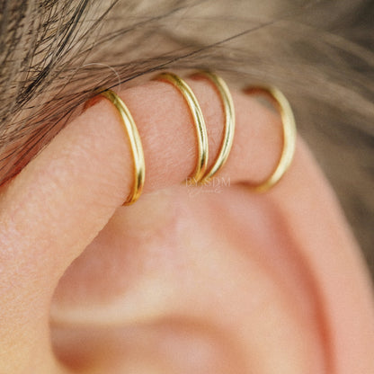 Double Line Ear Cuff in Sterling Silver 18k Gold or Rose Gold Ear Cuff No Pierced Cartilage Earring No Piercing Cartilage Hoop Earcuff