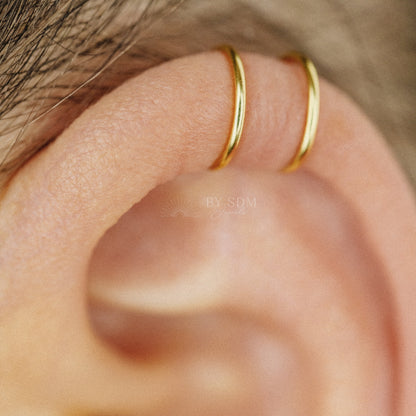 Double Line Ear Cuff in Sterling Silver 18k Gold or Rose Gold Ear Cuff No Pierced Cartilage Earring No Piercing Cartilage Hoop Earcuff