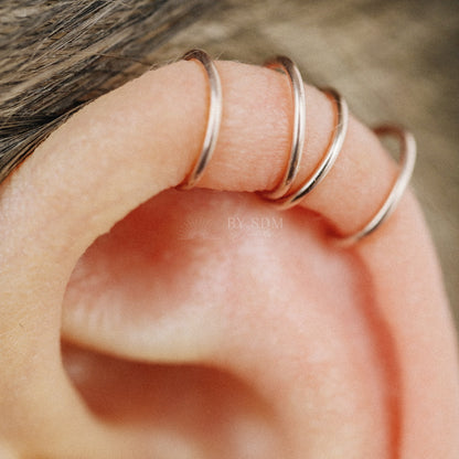 Set of two Criss Cross and Double line Ear Cuff Sterling Silver Criss Cross Ear Cuff 18kt Ear Cuff No Piercing Fake Helix Piercing Ear Wrap