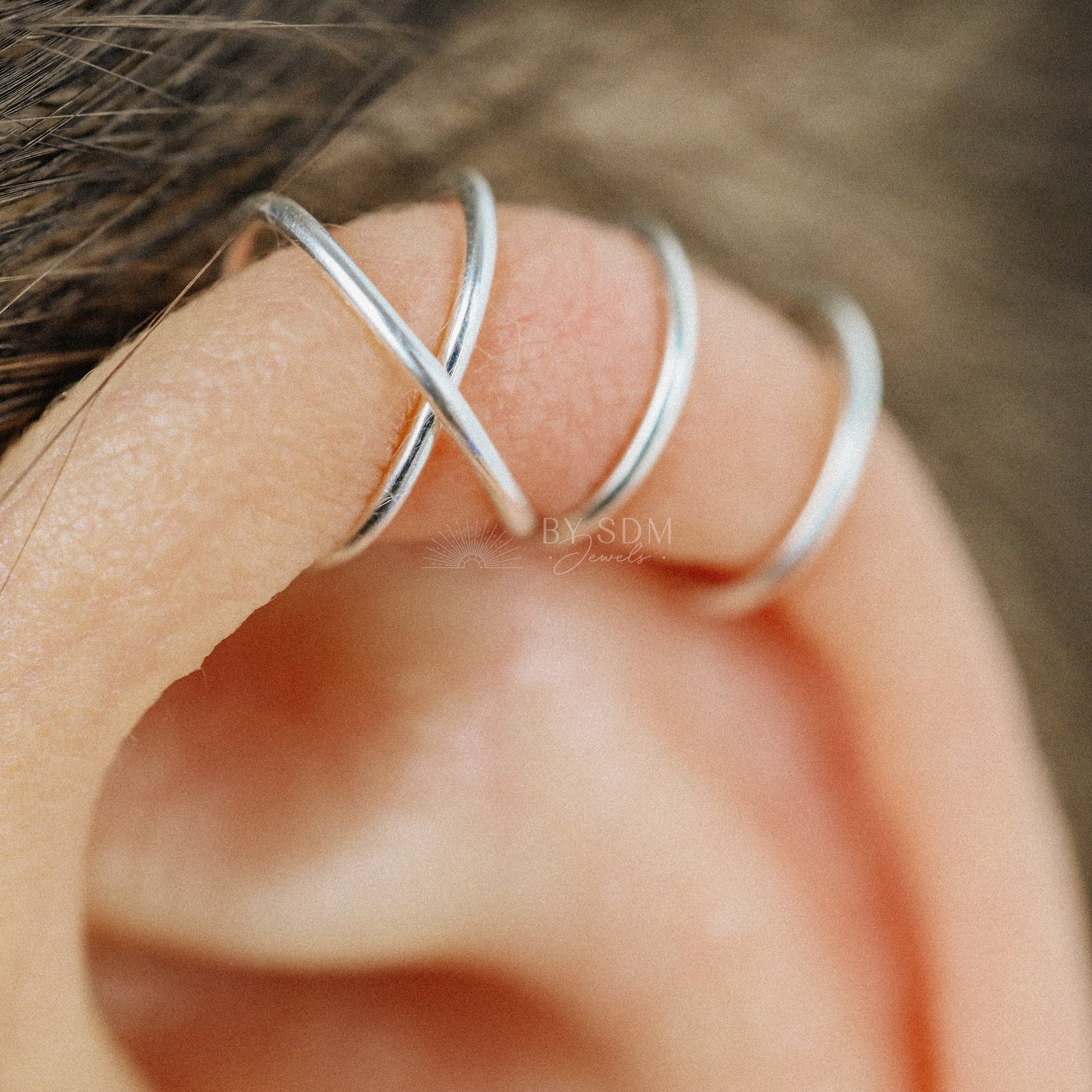 Silver Criss Cross or Double line Helix Ear Cuff – Bysdmjewels
