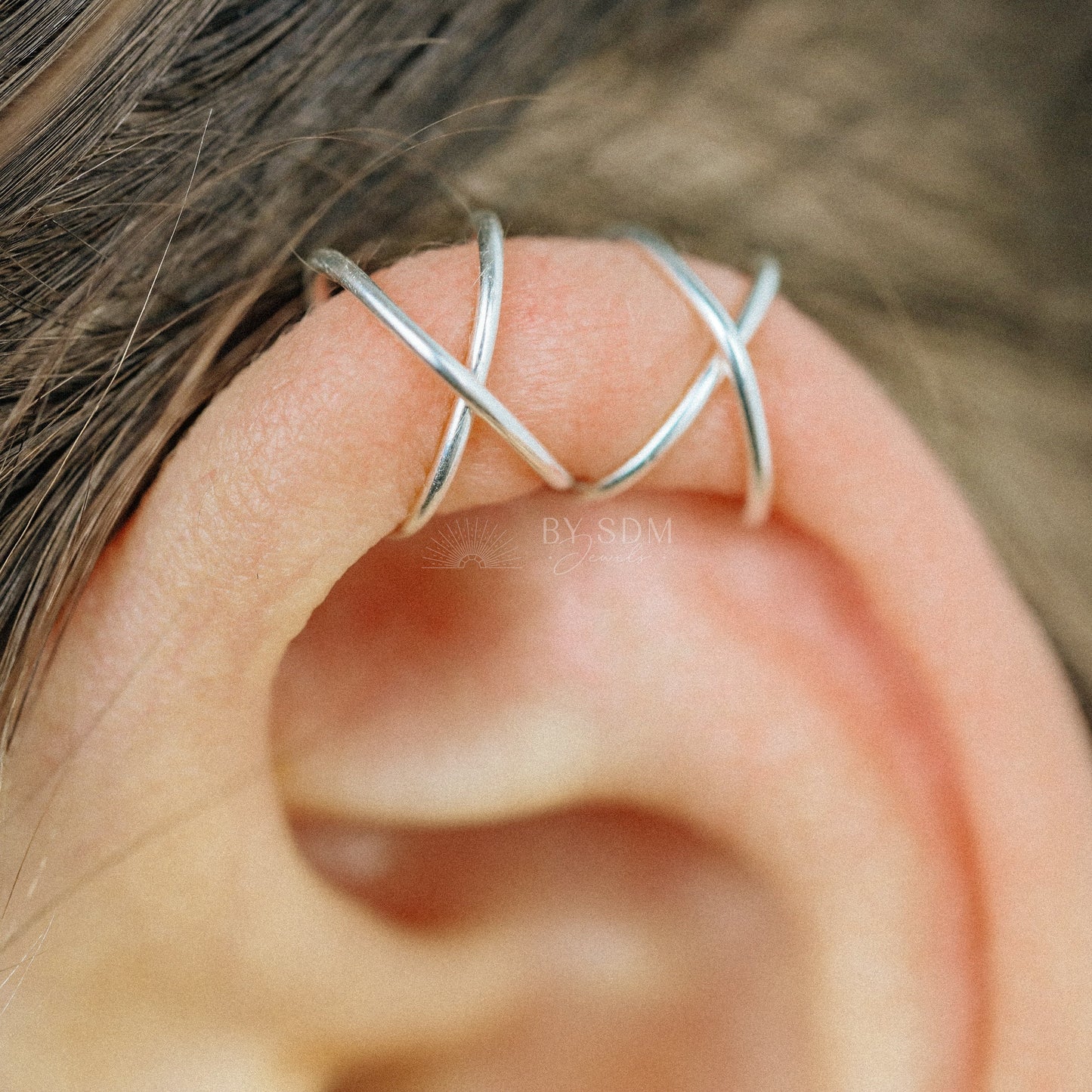 Set of 2 Ear Cuffs or Single Ear Cuff 20g Double & Criss Cross Ear Cuff No Piercing Cartilage Ear Cuff Silver Ear Cuff Gold Ear Cuff