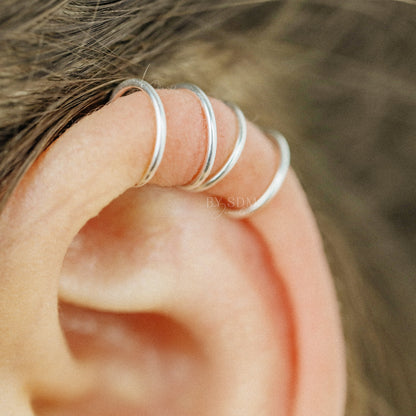 Set of 2 Ear Cuffs or Single Ear Cuff 20g Double & Criss Cross Ear Cuff No Piercing Cartilage Ear Cuff Silver Ear Cuff Gold Ear Cuff