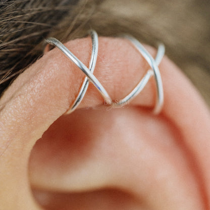 Set of 2 Ear Cuffs or Single Ear Cuff 20g Double & Criss Cross Ear Cuff No Piercing Cartilage Ear Cuff Silver Ear Cuff Gold Ear Cuff