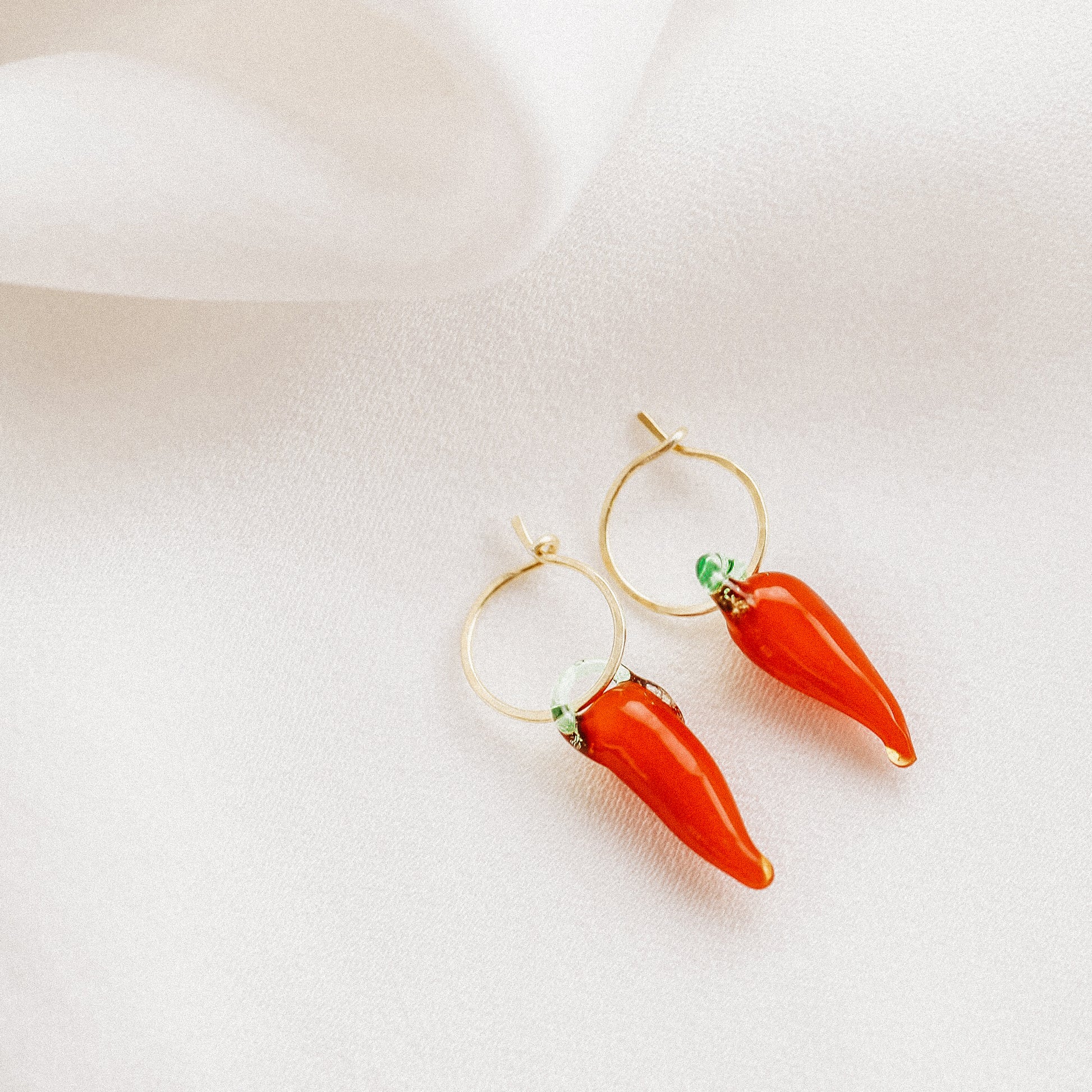 Red Hot Chilli Pepper Earrings Chilli Hoop Earrings Red Horn Earrings Gold Filled Earrings Cute Huggie Earrings 10mm Hoop Earrings
