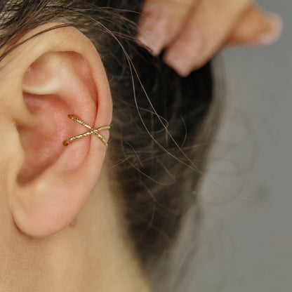 Diamond Cut Criss Cross Ear Cuff