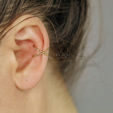 Load image into Gallery viewer, Criss Cross Ear Cuff • X Ear Cuff • Ear Cuff • Ear Wrap • Ear Cuff • Gold Ear Cuff • Minimalist Ear Cuff • Skinny Ear Cuff • BYSDMJEWELS
