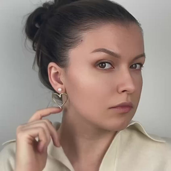 Open Heart Earring Jackets - Heart Front Back Earrings with Dainty Studs - By SDM Jewels