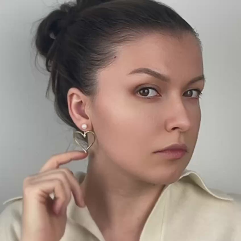 Open Heart Earring Jackets - Heart Front Back Earrings with Dainty Studs - By SDM Jewels