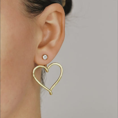 Large Heart Ear Jacket Earrings