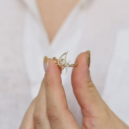 Uppercase Cursive Letter B Ring