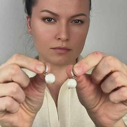 Pearl Drop Hoop Earrings