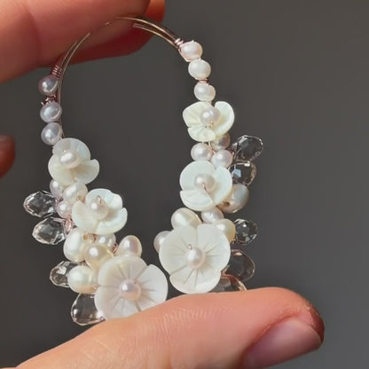 Bridal Pearl Flower Ear Climbers