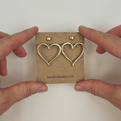 Large Heart Ear Jacket Earrings