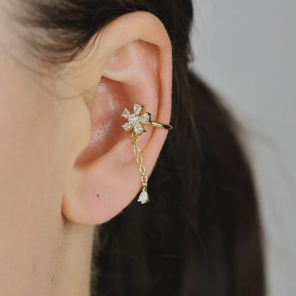 CZ Flower Conch Ear Cuff