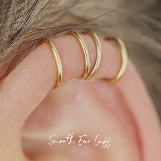 Set of 2 Ear Cuffs or Single On for Upper Ear, No Piercing Needed, Fake Cartilage Earring

