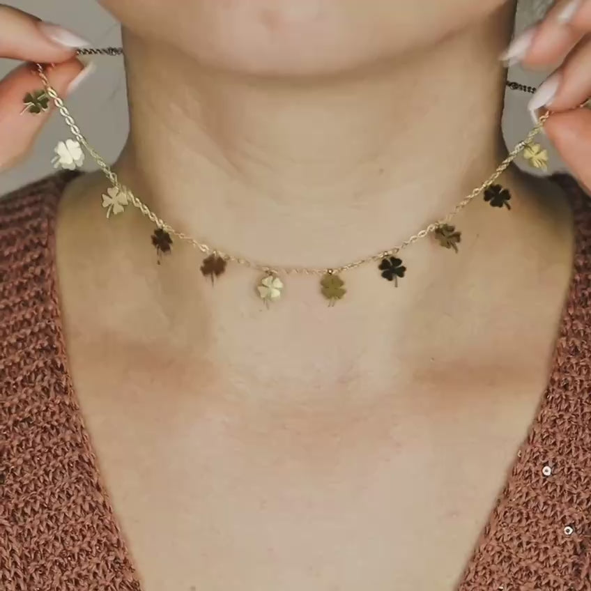 Shop the Four-Leaf Clover Station Necklace in durable stainless steel. Available in Silver, Gold, and Rose Gold. Tarnish-free & waterproof