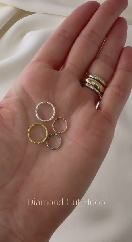 Diamond Cut Helix Hoop - Tiny Cartilage Earring - Endless Ring Hoops