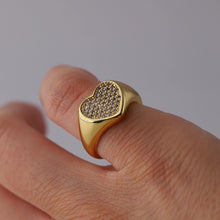 Load and play video in Gallery viewer, Zircon Heart Signet Ring
