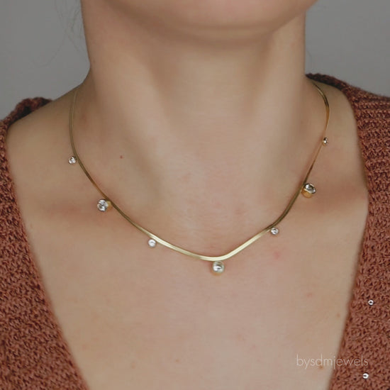 Gold Snake Chain Choker Necklace • Herringbone Chain Necklace • Thick Chain Necklace • Bold Chain Necklace Plain • BYSDMJEWELS